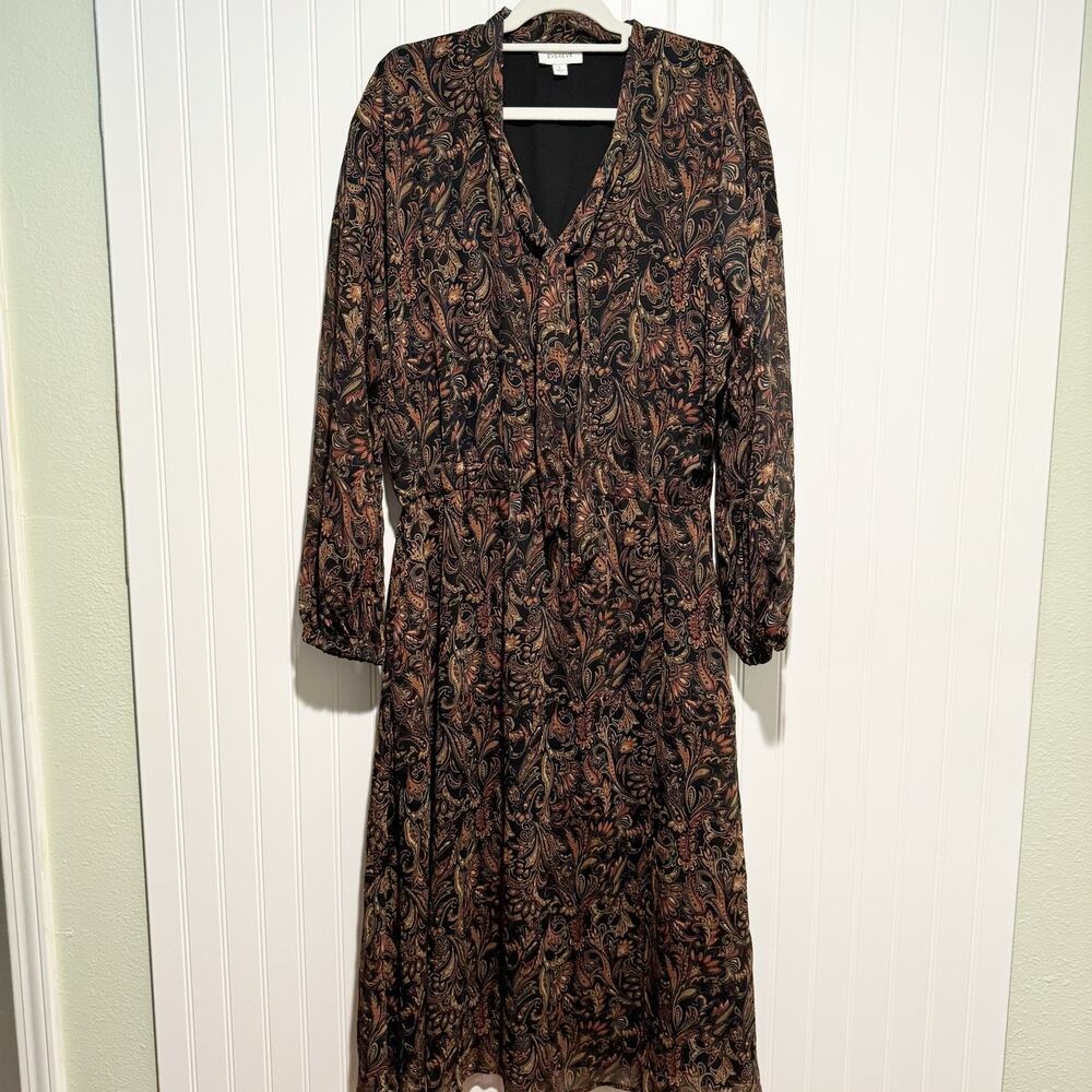 Evereve Eliza Midi Dress Paisley Floral Size Large - Picture 2 of 8